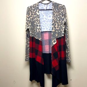 Buffalo Plaid/Leopard Print Cardigan